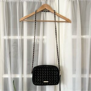 REBECCA MINKOFF Black Studded Vegan Leather Crossbody